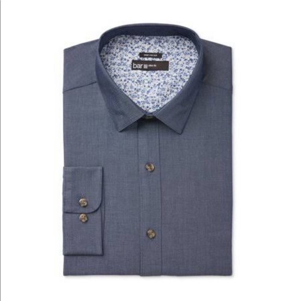 Bar III 🆕 Mens Button Up Chambray Dress Shirt XL